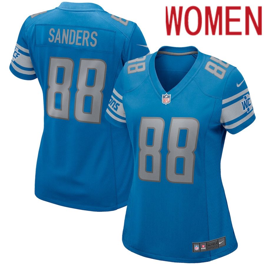 Cheap Women Detroit Lions 88 Charlie Sanders Nike Blue Game Retired Player NFL Jersey